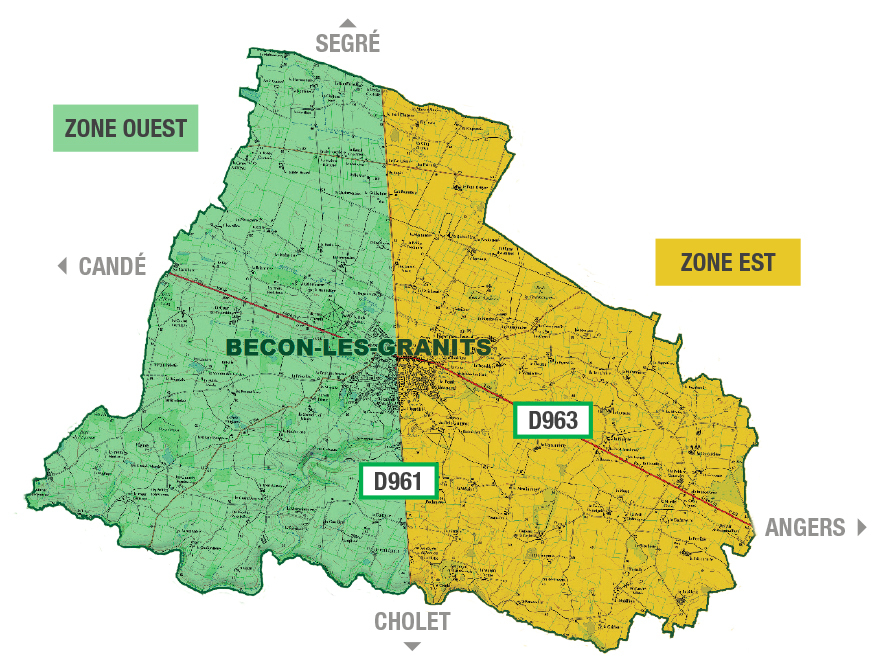 Carte BECON-LES-GRANITS